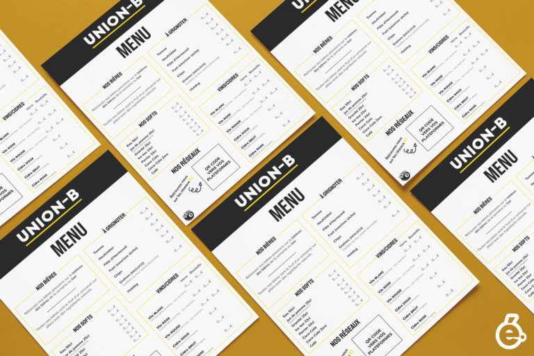 Mockup du menu de la Brasserie Union-B