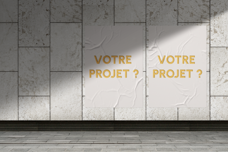 mockup d'une affiche avec écrit "votre projet ?"