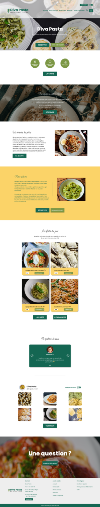 Maquette site Diva Pasta