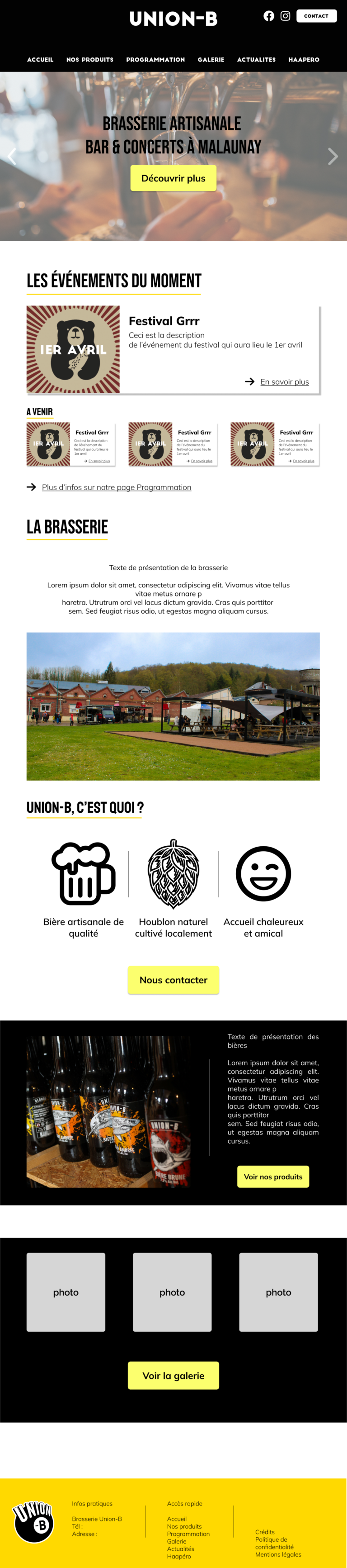 Lire la suite à propos de l’article Maquette page d’accueil du site web de la brasserie Union-B
